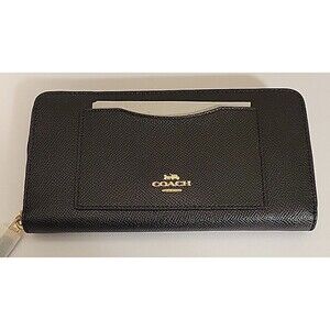 Brand New Coach Accordion Zip Wallet in Crossgrain Leather 54007 BLACK